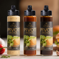 Bouteille de sauce PET personnalisée avec étiquette OEM, 250 ml, 360 ml, bouteilles en plastique transparent de qualité alimentaire, bouteilles à presser avec bouchon rabattable, distributeur de miel chaud