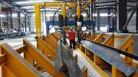 Machine de soudage de poutres en H pour portiques en acier, contrôlée par PLC, robuste, modèle LMH40/LMH50, avec système de récupération de flux