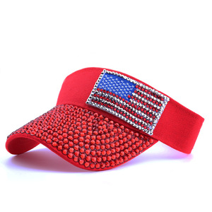 Lấp Lánh Rhinestone cờ Mỹ Sun <span class=keywords><strong>Visor</strong></span> <span class=keywords><strong>hat</strong></span> USA cờ <span class=keywords><strong>Visor</strong></span> Bling Mũ yêu nước - Product Image 3