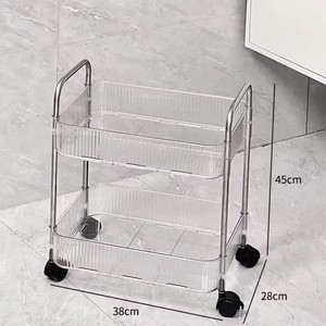 Keranjang dapur <span class=keywords><strong>3</strong></span> tingkat, rak troli dorong tangan di dapur, keranjang penyimpanan makanan - Product Image 5