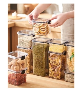 Lattine sigillate in plastica per cereali grossolani per uso alimentare scatola di immagazzinaggio per la conservazione della freschezza del frigorifero impilabile trasparente - Product Image 3