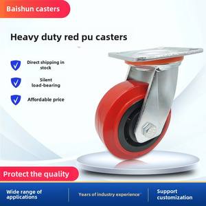 Heavy Duty 4 \ "5 \" 6 \ "8 \" Red <span class=keywords><strong>PU</strong></span> Universal Giratória Rodízios Rodas de Freio para Prateleira Pesada Rodízios De Poliuretano Roda Universal - Product Image 5