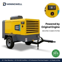 Compresseur d'air à vis diesel portable Atlas Copco X-Air 450-12 d'origine, 450 CFM, 12 bars, pour soufflage de fibres et forage de puits d'eau