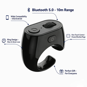 Tourneur de page TikTok compatible Bluetooth, forme d'anneau, multifonction, tourneur de page pour téléphone portable, télécommande sans fil BT TikTok - Product Image 3