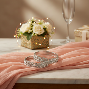 Exquisite Silver Plated Bangles Set with <b>Crystal</b> Stones and Pearls Fine Jewelry for Women Ideal for Weddings Occasions - Product Image 3