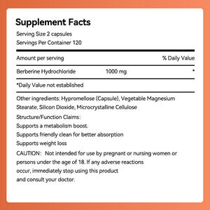 Capsules de berbérine HCL haute puissance favorisant un traitement plus rapide du <span class=keywords><strong>glucose</strong></span>, soutien métabolique pour adultes - 90/120 capsules, commandes en gros - Product Image 2