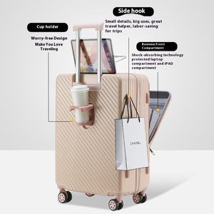 Bagaj setleri 2 parça genişletilebilir ABS sert kabuk Spinner su geçirmez bavul setleri ön cep bardak tutucu iş özel LOGO - Product Image 3