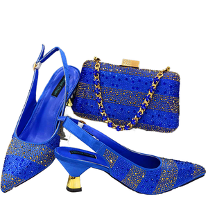 Conjunto de Zapatos de Tacón Alto y Bolso para Mujer, Estilo Africano para Boda, Primavera 2026, con Pedrería, Tacones Finos, Ligeros y Transpirables - Product Image 1