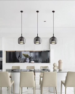 Lustre à <span class=keywords><strong>suspension</strong></span> Led moderne en verre <span class=keywords><strong>gris</strong></span> avancé Cuisine Salle à manger Décoration intérieure Lampe Design simple Pendentif Salon Chevet - Product Image 3