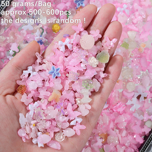 500-600 piezas mixtas Rosa Blanco lazos Nail Art Charms 50 gramos acrílico flor/mariposa <span class=keywords><strong>uñas</strong></span> decoraciones 3D Aurora Bowtie Nail Craft - Product Image 5