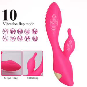 เครื่องสั่นกระต่ายสีชมพูพร้อมตัวกระตุ้นสองจุด ของเล่นทางเพศสำหรับผู้ใหญ่ ของเล่นสั่น - Product Image 4