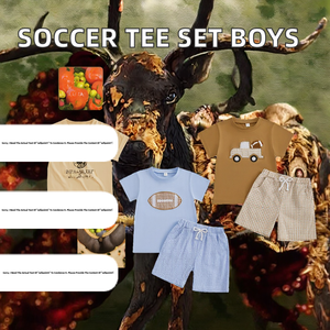 Ensemble de deux pièces pour bébé garçon, t-shirt en coton de haute qualité avec motif de football, collection automne - Product Image 2