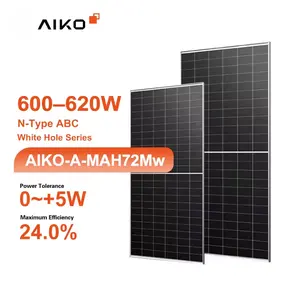 Panel fotovoltaik efisiensi tinggi Aiko N tipe ABC panel surya 600 watt 605 watt 610 watt 620watt 625watt modul PV MONO
