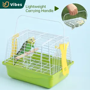 Wholesale Green Color Portable Bird Cage Parrot Lightweight Carrying Small Portable Fency Cage For Birds Canaries