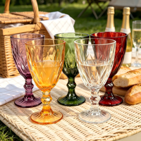 Gobelet à vin en plastique transparent bleu vintage, jetable, pour événements et fêtes, style rétro, idéal pour les fournitures de verres.