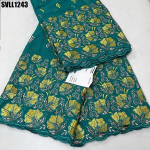 Azul real tela de encaje africano más nuevo Witn piedras encaje de gasa suizo en Suiza para vestido de novia nigeriano Birdel coser - Product Image 3