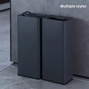 <span class=keywords><strong>Poubelle</strong></span> rectangulaire en acier inoxydable à poussoir, silencieuse, grande capacité, avec seau intérieur séparé, seau de rangement minimaliste - Product Image 2