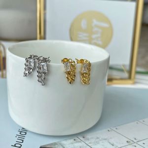 Dylam Minimalist Design New Design 925 Sterling <b>Silver</b> Rhodium 18K Gold Plated 5A Zirconia Link Chain Dangle <b>Stud</b> <b>Earrings</b> - Product Image 6
