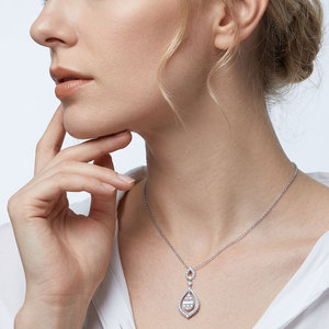Luxury Wholesaler Manufacturer Export Exquisite Necklace Jewelry 18K <b>Solid</b> White <b>Gold</b> Real Natural Diamonds <b>Pendant</b> Necklace - Product Image 3
