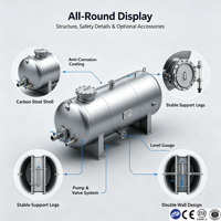Réservoir de stockage de carburant horizontal en acier au carbone 2000-100000L pour diesel et huile, certifié ASME CE, pour station-service et usage industriel