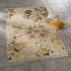 Tapis Dhurrie de concepteur de jute indien traditionnel tissé à la main tapis de coton naturel blanc tapis de prière Handloomed pour l'espace de chambre d'hôtel - Product Image 1