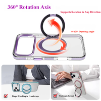 360 °   Étui Rotatif Magnétique pour iPhone 17 16 15 Pro Max, Coque Rigide en Acrylique Transparent avec Boutons Métalliques Tactiles