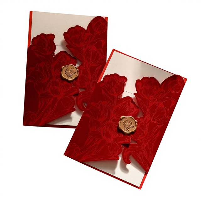 Wedding Invitation Specialty Paper Wine Red High-End Light Luxury Engagement Fire Paint Business Envelope