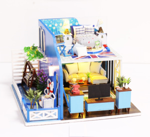 IIECREATE CE EN71 <span class=keywords><strong>Jouet</strong></span> <span class=keywords><strong>Maison</strong></span> de poupée en bois chinoise magnifique Kit à l'échelle 1:24 pour enfants avec meubles de poupée chinois pour garçon - Product Image 1