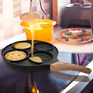 Pannenkoek Vormen Kookplaat Smiley Gezicht Pannenkoek Ei Ontbijt Anti-Aanbak Pannenkoek Pan 4/7 Gat