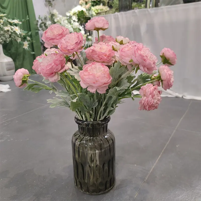 חינני Ranunculus דקורטיבי פרחים וזרי פרחים צמחים לחתונה שולחן דקורטיבי פרחים מלאכותיים