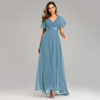 Robe Plissée Ample Col V Manches Courtes en Mousseline Couleur Unie Élégante pour Soirée et Cocktail Été 2025