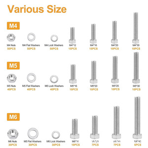 480pcs 304 Stainless Steel Hex Bolts Nuts Washers Kit <b>Boxed</b> Standard <b>Tool</b> <b>Set</b> - Product Image 3