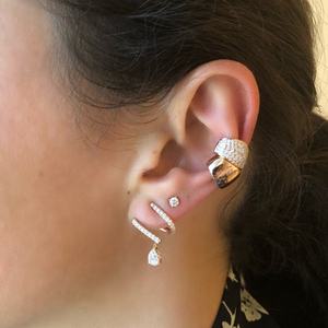 <strong>Gold</strong> Plated Minimal Delicate Lovely Girl Women Multi Piercing Single Triangle Cz Warp Classic Fashion <strong>Dangle</strong> Drop <strong>Earring</strong> - Product Image 2