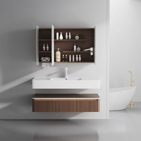 Meuble de salle de bain mural minimaliste standard d'hôtel, double couche en contreplaqué