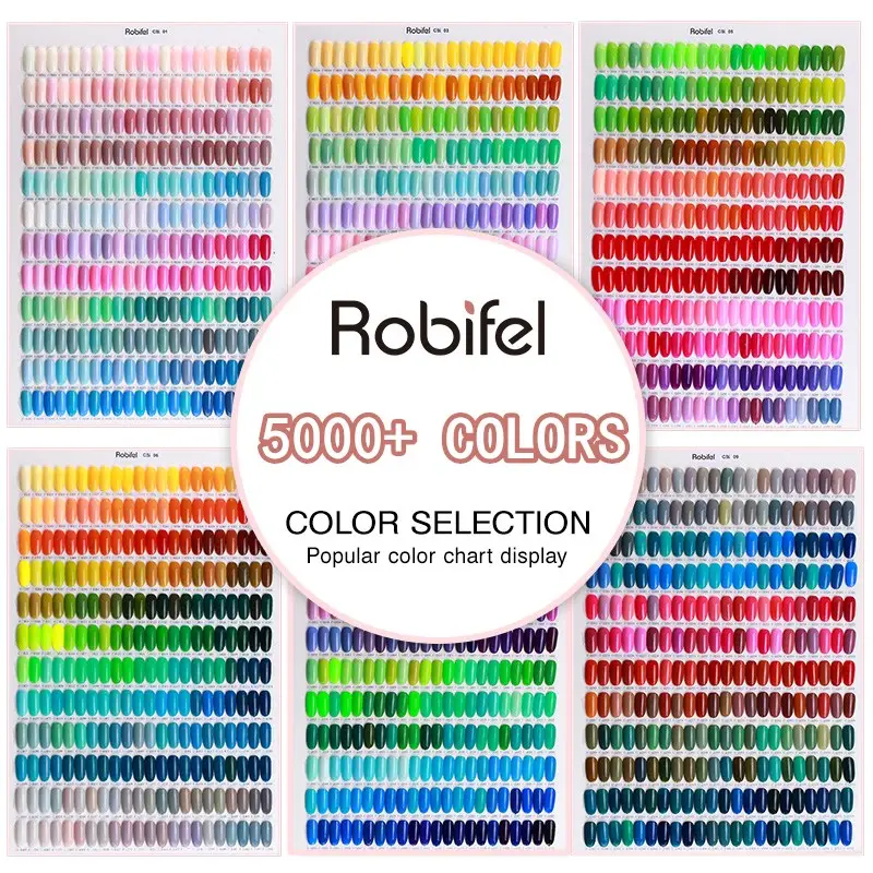 Robifel ขายส่ง5000สีตัวอย่างฟรีที่กำหนดเอง OEM โลโก้ฉลากส่วนตัวมืออาชีพเลดี้เจลยาทาเล็บสำหรับร้านเสริมสวย