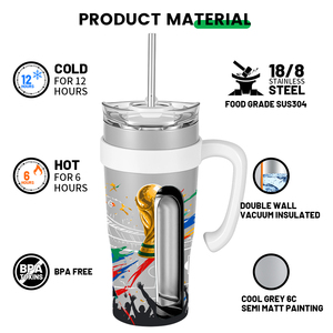 Ensemble de gourdes isothermes en acier inoxydable pour matchs de football avec logo personnalisé, avec revêtement céramique à double paroi, gobelet de 38 oz pour couvercles et pailles - Product Image 3