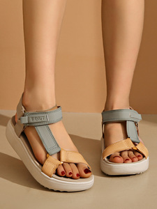 Women Thick-soled Color Block Platform Casual <b>Sandals</b> Summer New Large Beach <b>Sandals</b> - Product Image 6