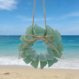 Envío Directo: Corona de Flores de Vidrio Marino, Hecha a Mano, con Acabado Arenado, Estilo Bohemio Moderno Minimalista, para Decoración de Ventanas y Balcones - Product Image 6
