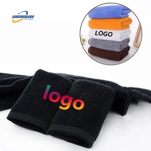 Venta al por mayor negro Hotel belleza peluquería Spa bordado logotipo personalizado 100% algodón Toalla de salón - Product Image 1