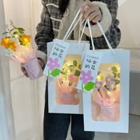Ramo de Flores de Margarita Tejido a Mano, Mini Girasol de Ganchillo, Lavanda en Maceta, Regalo para Boda, Decoración de Hogar, Oficina y Escritorio
