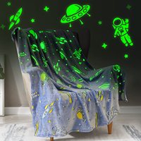 100% polyester pazen özel yıldız aydınlık battaniye mavi evren unicorn dinozor parlayan atmak çocuklar karanlık battaniye kızdırma
