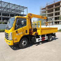 Grue hydraulique 4T montée sur camion, portée maximale 9m, charge utile globale 4495kg, grue pour camion léger, plateforme de travail aérien optionnelle 200kg