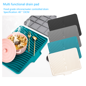 Tapis de séchage pour vaisselle rectangulaire en silicone de qualité alimentaire au design moderne, antidérapant et résistant à la chaleur, cadeau de cuisine écologique - Product Image 3