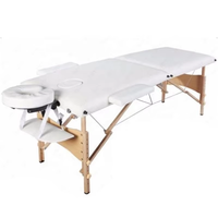 Table de massage portable pliable SW de 60 cm de large avec pieds en bois, 2 sections, hauteur réglable, pour salon, hôtel et salle de sport