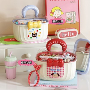 Portable Plastic Jewelry Storage Box Double Layer With Dividers Cartoon Design For Hair Accessories Desktop Organizer - Product Image 1