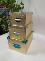Nouvel arrivage : Kit de boîtes cadeaux en papier grain litchi, boîtes de rangement pour la maison avec poignées, ensemble de 10 boîtes cadeaux avec protection d'angle