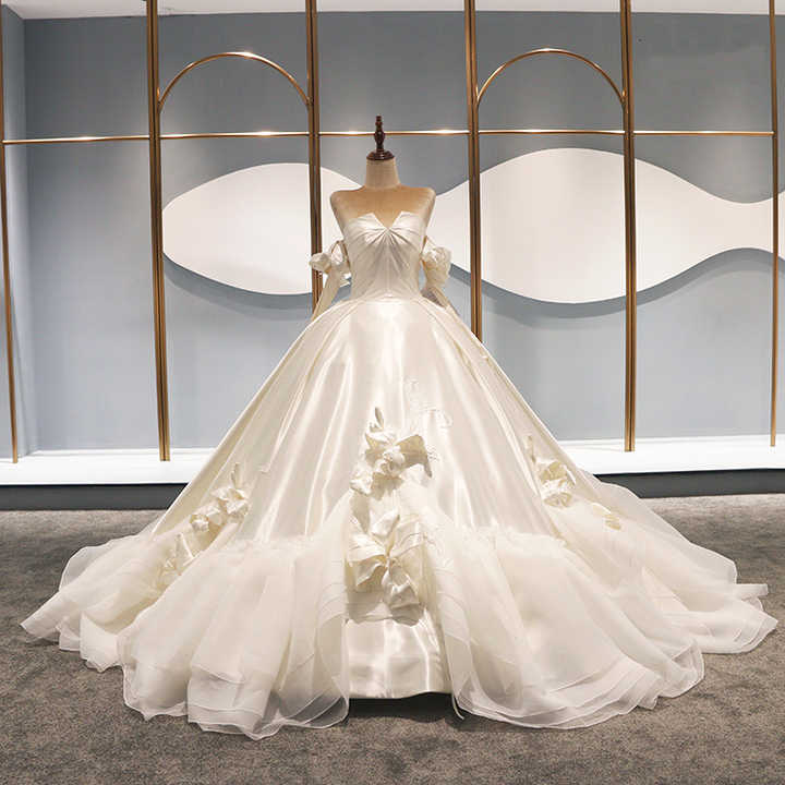 シーズン2023レーストレインウェディングドレス最新ロングチュールオフ  