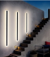 Moderne longue bande mur LED lampe porche hôtel Villa aluminium extérieur étanche noir jardin lumière 110V 220V