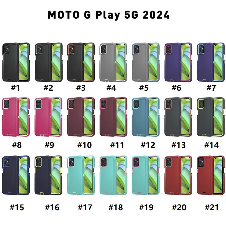 สามชั้นHeavy DutyเกราะสําหรับMoto G Play5g 2024 ป้องกันกรณีทนทานกันกระแทกป้องกันกรณีเข็มขัดคลิปซอง