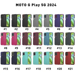 Casing pelindung tugas berat lapis tiga casing untuk casing Moto G Play5g 2024 casing pelindung tahan benturan kasar dengan sarung klip sabuk